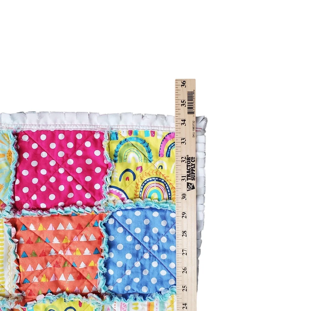Homemade Rag Quilt Patchwork Baby Girl Quilt